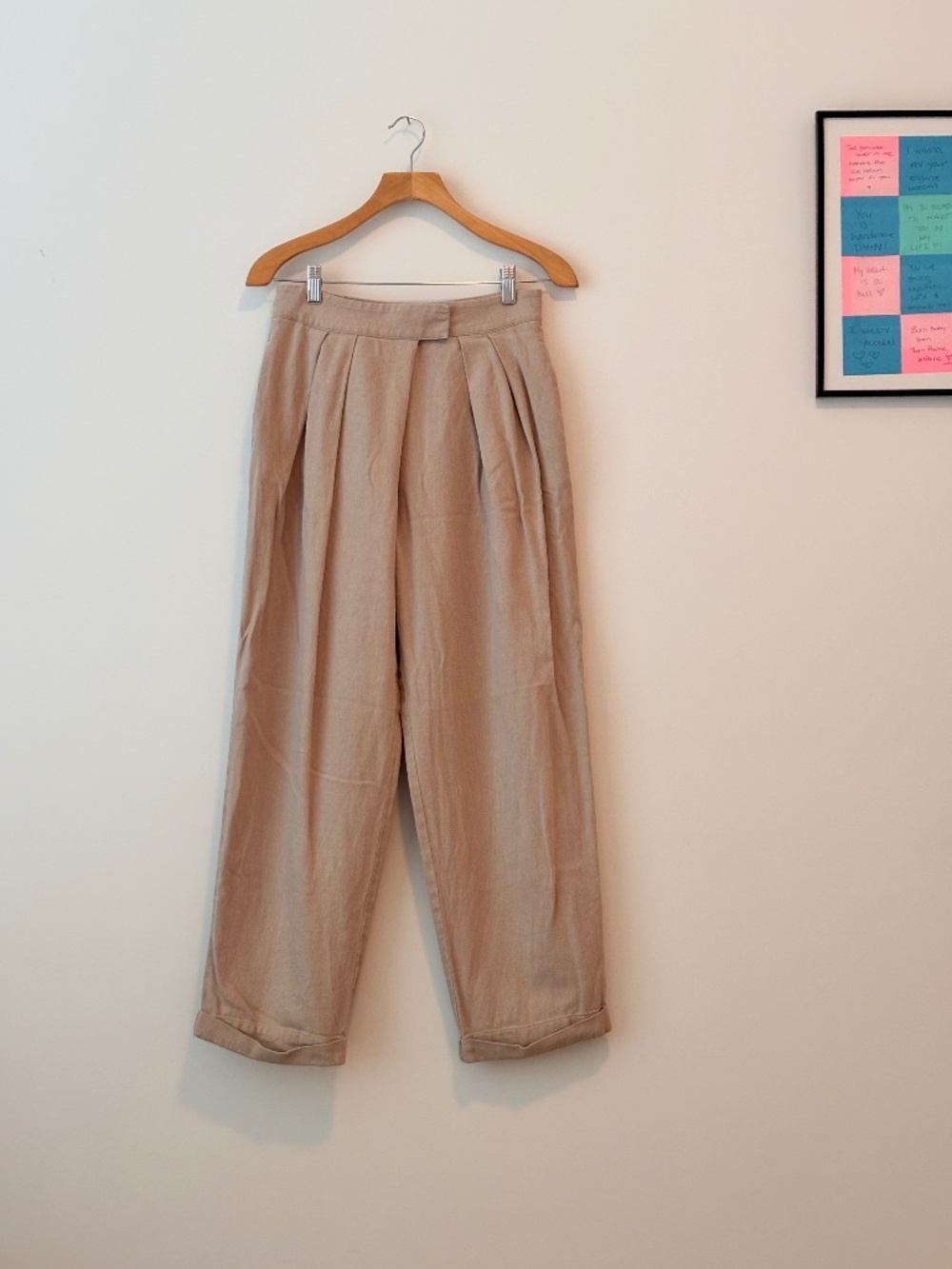 'Oak + Fort' cropped cotton linen khaki pants